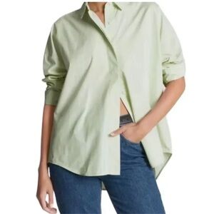 NWT Everlane The Oversized Poplin Shirt in light green, size medium